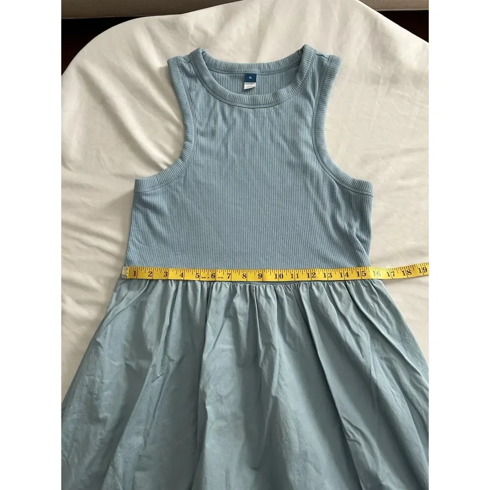 Old Navy Boho Tank Top Full Skirt Midi Dress Womens Size XL Blue Classic Comfort
